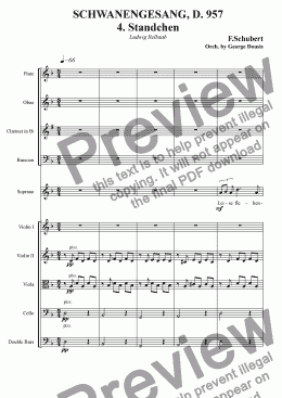 page one of  F.Schubert, Ständchen, D957 (Soprano voice - chamber orchestra)