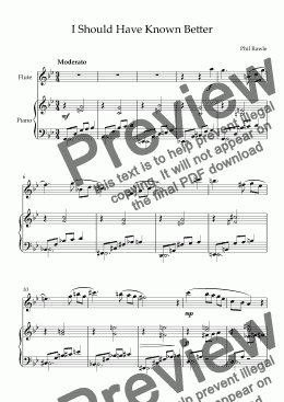 page one of I Should Have Known Better - Flute and Piano