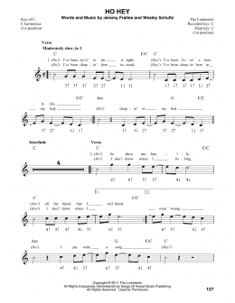 page one of Ho Hey (Harmonica)