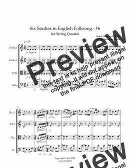 page one of Six Studies in English Folksong - #6 for String Quartet