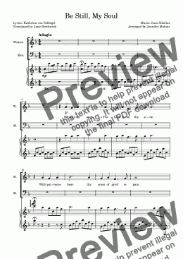 page one of Be Still, My Soul (for choir and piano)