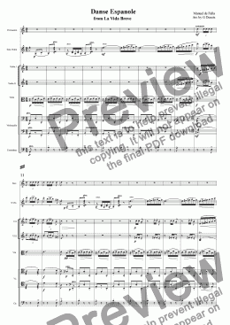 page one of Manuel de Falla, La vida breve - Danse Espanole for solo violin and string orchestra