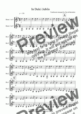 page one of In Dulci Jubilo for Horn Duet