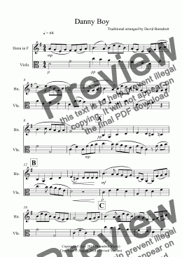 page one of Danny Boy for Horn and Viola Duet