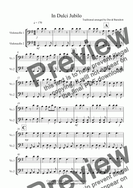 page one of In Dulci Jubilo for Clarinet and Cello Duet