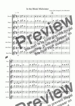 page one of In the Bleak Midwinter for Flute Choir