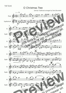 page one of O Christmas Tree for Flute and Euphonium Duet