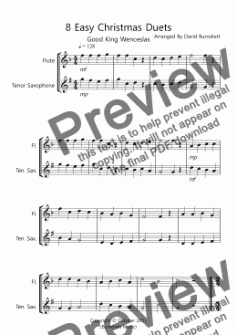 page one of 8 Easy Christmas Duets for Flute and Tenor Saxophone Duet