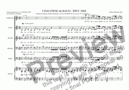 page one of Chaconne de Bach BWV 1004 Coral Transcripion  2nd Edition