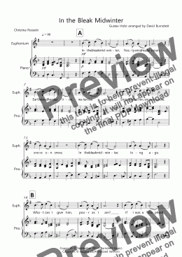 page one of In the Bleak Midwinter for Euphonium and Piano