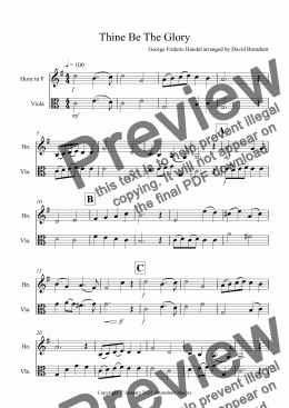 page one of Thine Be The Glory for Horn and Viola Duet