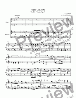 page one of Piano Concerto No. 3 in F by Joseph Wölfl, 2-piano score