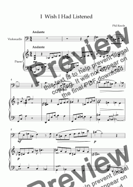 page one of I  Wish I Had Listened - Cello and Piano