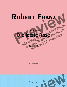 page one of R. Franz-Die letzte Rose,in e flat minor