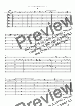 page one of Sopranino Recorder Concerto No.1. 2nd movement