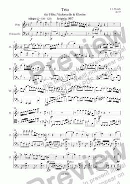 page one of Dussek, Klaviertrio op. 65 – Flöte- & Violoncello-Stimme