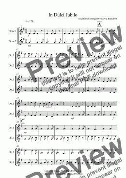 page one of In Dulci Jubilo for Oboe Duet