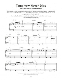 page one of Tomorrow Never Dies (Really Easy Piano)