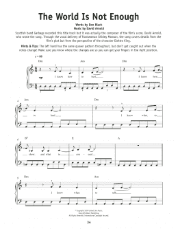 page one of The World Is Not Enough (Really Easy Piano)