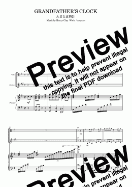 page one of "Grandfather's Clock" Piano Trio / Clarinet & Viola