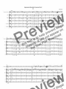 page one of Sopranino Recorder Concerto No.2. 2nd movement