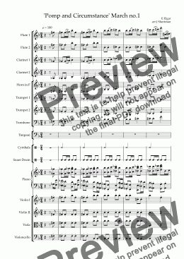 page one of ELGAR - ’Pomp and Circumstance’ March no.1 (arranged for training orchestra)