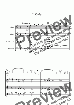 page one of If Only - Wind Quartet