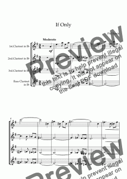 page one of If Only - Clarinet Quartet