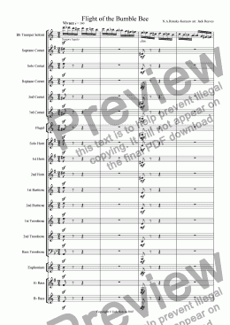 page one of Flight of the Bumble Bee (Brass Band - Trumpet Solo)