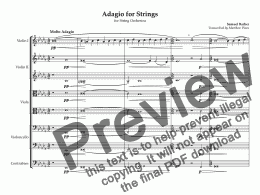 page one of Adagio for Strings - Full Score