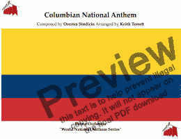 page one of Columbian National Anthem (HIMNO NACIONAL DE COLOMBIA) for String Orchestra