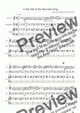 page one of In the Hall of the Mountain King for Horn and Double Bass Duet