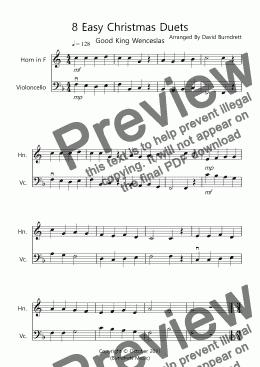 page one of 8 Easy Christmas Duets for Horn and Cello