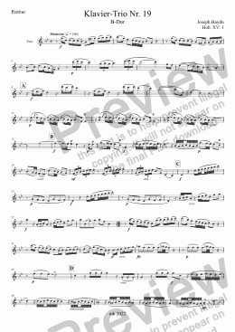 page one of Haydn, Klavier-Trio Nr. 19 g-Moll Hob. XV: 1 – Flöte (anstelle Violine)