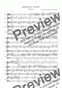 page one of Intermezzo (Fantasia from Carmen) for Viola Quartet