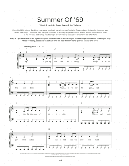 page one of Summer Of '69 (Really Easy Piano)