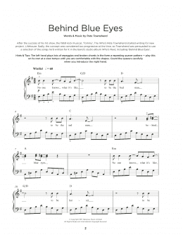 page one of Behind Blue Eyes (Really Easy Piano)