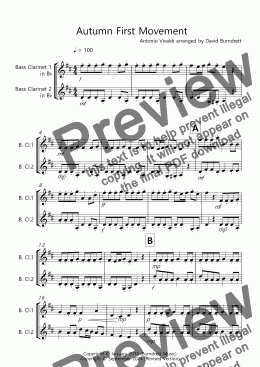 page one of Autumn (First Movement) for Bass Clarinet Duet