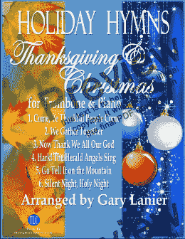 page one of HOLIDAY HYMNS, THANKSGIVING & CHRISTMAS for Trombone and Piano (Score & Parts included)