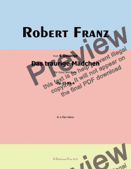 page one of R. Franz-Das traurige Madchen,in a flat minor