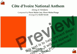 page one of Ivorian (Côte d’Ivoire) National Anthem Song of Abidjan L' Abidjanaise for String Orchestra