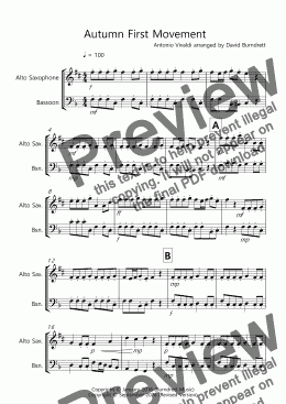 page one of Autumn (First Movement) for Alto Saxophone and Bassoon Duet