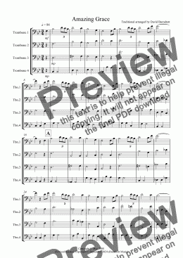 page one of Amazing Grace for Trombone Quartet