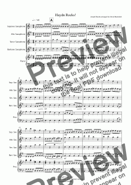 page one of Haydn Rocks! for Saxophone Quartet