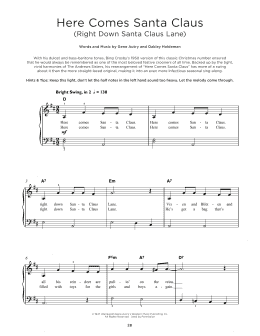 page one of Here Comes Santa Claus (Right Down Santa Claus Lane) (Really Easy Piano)