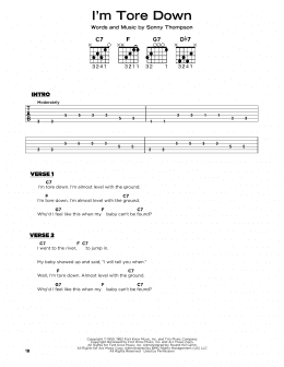 page one of I'm Tore Down (Really Easy Guitar)