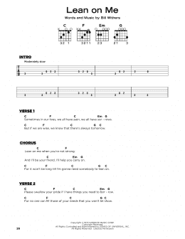 page one of Lean On Me (Really Easy Guitar)