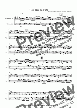 page one of Tico Tico for Clarinet and Cello Duet