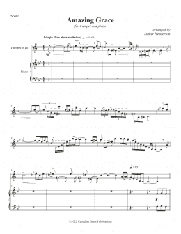 page one of Amazing Grace (Trumpet and Piano)