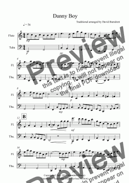 page one of Danny Boy for Flute and Tuba Duet